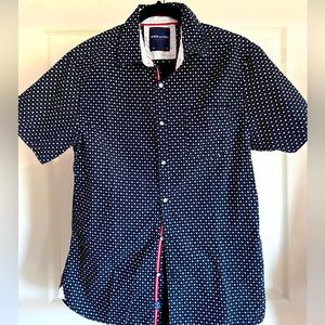 Across the Pond Navy Button down